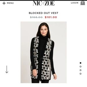 Nic and zoe blocked fuzzy vest black white long